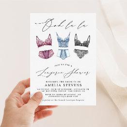 Small Ooh La La French Lingerie Shower Invitation Front View