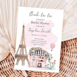 Small Ooh La La Parisian French Bridal Shower Invitation Front View