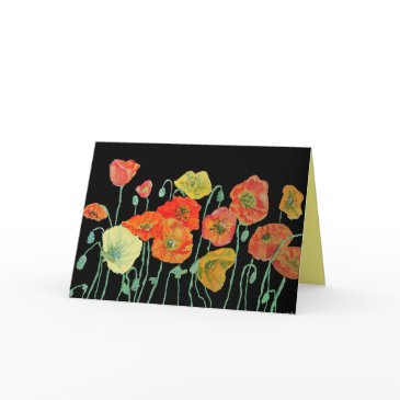 orange and black poppies watercolour birthday invitations