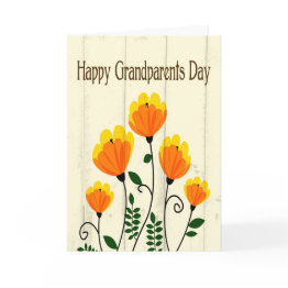 Small Orange And Yellow Flowers For Grandparents Day Invitations Front View