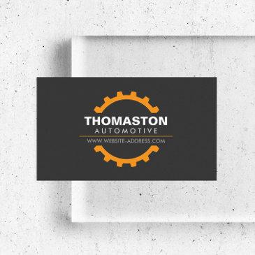 orange automotive gear auto repair, mechanic business invitations