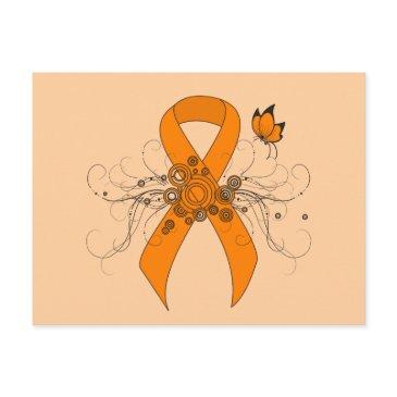 orange awareness ribbon with butterfly postinvitations