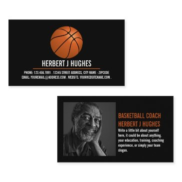 orange basketball, basketball player, coach, photo business invitations