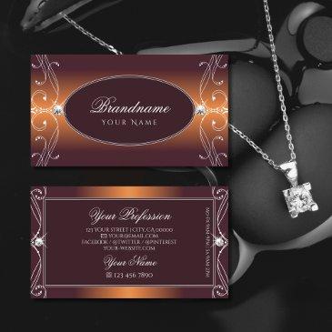 orange brown ombre ornate ornaments sparkle jewels business invitations