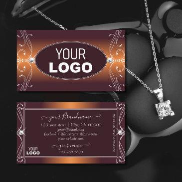 orange brown ombre ornate sparkle jewels with logo business invitations