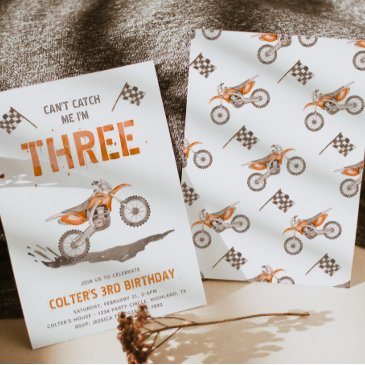 orange dirt bike birthday invitation