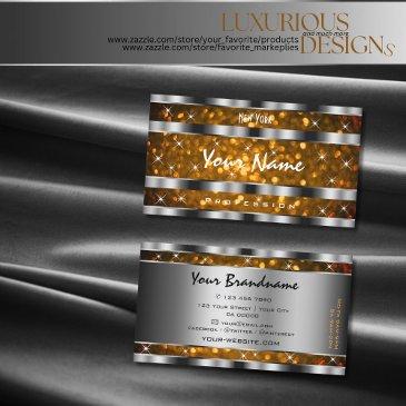 orange gold glitter sparkle stars silver decor business invitations