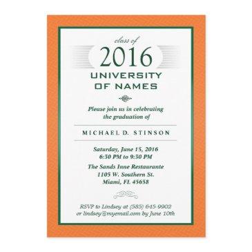 orange & green formal graduation party invitation
