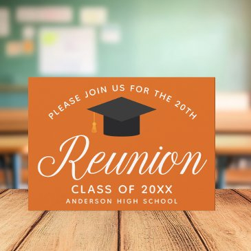 orange high school reunion custom party invitation
