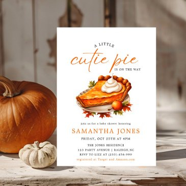 orange pie pumpkin fall baby shower invitation