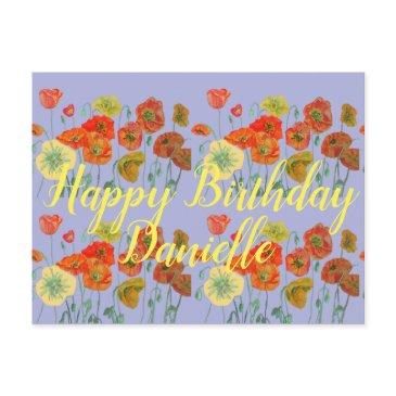 orange red poppy purple happy birthday ladies postinvitations