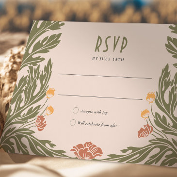 orange red rsvp invitations vintage art nouveau