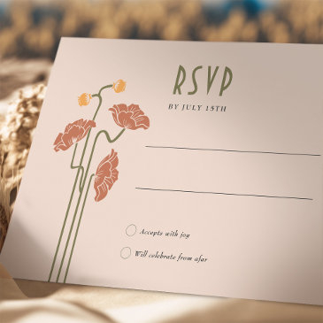 orange red rsvp invitations vintage art nouveau