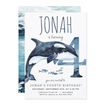 orca fourth birthday invitation