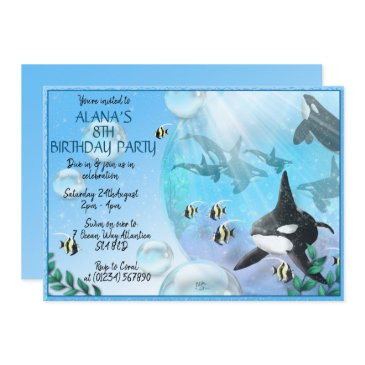 orca under the sea party invitations
