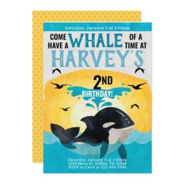 orca whale birthday party invitation invite