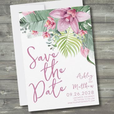 orchid flower tropical wedding save the date
