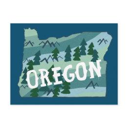 Small Oregon Illustrated Map Postinvitations Front View