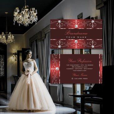 ornamental dark wine red ornate borders squiggly business invitations