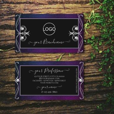 ornate black blue purple sparkle diamonds add logo business invitations