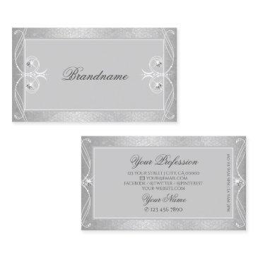 ornate gray silver mosaic sparkle jewels ornaments business invitations