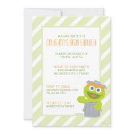 Small Oscar The Grouch Baby Shower Invite Front View