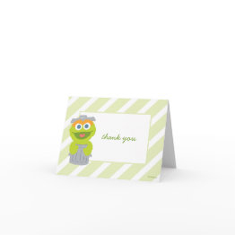 Small Oscar The Grouch Baby Shower Thank You Front View