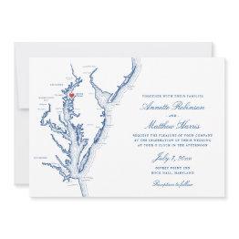 Small Osprey Point Rock Hall Md Map Elegant Wedding Invitation Front View