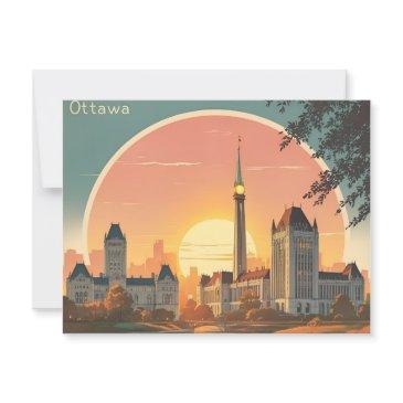 ottawa canada skyline –bold retro sunset cityscape postinvitations