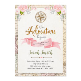 Small Our Adventure Begins Invitation Front View