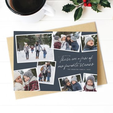 our favorite scenes christmas photo collage navy holiday invitations