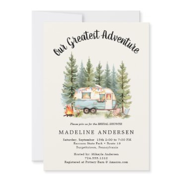 our greatest adventure camping sage baby shower invitation