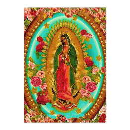 Small Our Lady Guadalupe Mexican Saint Virgin Mary Invitation Front View