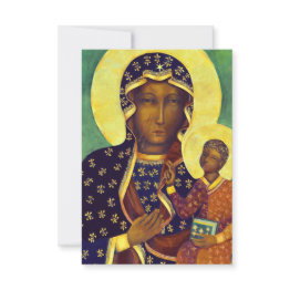 Small Our Lady Of Czestochowa Black Madonna Thank You Invitations Front View