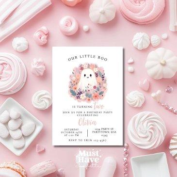 our little boo is turning two birthday ghost boho invitation