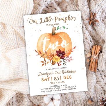 our little pumpkin | gender neutral 2nd birthday invitation