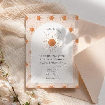 our little sunshine sun retro minimal 1st birthday invitation