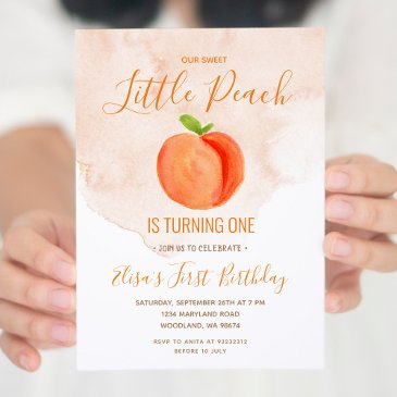our little sweet peach birthday invitation