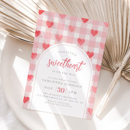 Small Our Little Sweetheart Valentine Baby Shower Invitation Front View