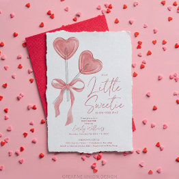 Small Our Little Sweetie Valentine Baby Shower Invite Front View
