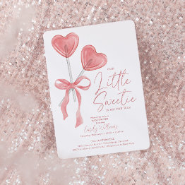 Small Our Little Sweetie Valentine Baby Shower Invite Front View