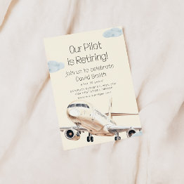 Small Our Pilot Is Retiring Party Invitation Front View