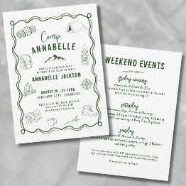Small Outdoor Adventure Camp Bachelorette Party Invitation Front View