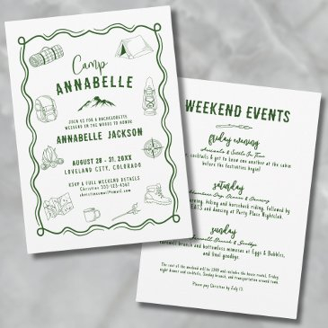 outdoor adventure camp bachelorette party invitation