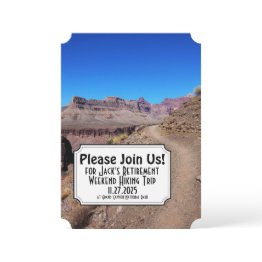 Small Outdoor Hiking Adventure Travel Theme Retirement Invitation Front View