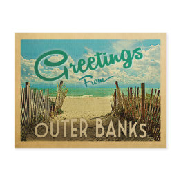 Small Outer Banks Postinvitations Beach Vintage Travel Front View