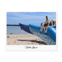 Small Outrigger Canoe On Waikiki Beach Hawaii Postinvitations. Holiday Postinvitations Front View