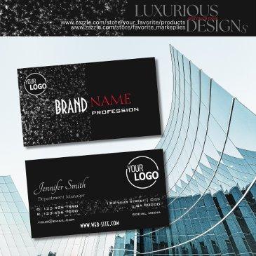 outstanding black tiny glitter stars and logo chic business invitations