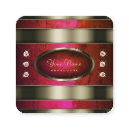 Small Outstanding Silver With Red Pink Gradient Marble Square Business Invitations Front View