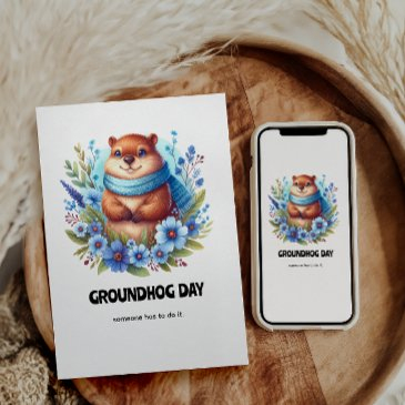 over rated? watercolor celebrating groundhog day invitation